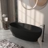 Freistehende Badewanne, Mineralkomposit, inklusive schwarzem Ablaufventil, Mattschwarz, 170x85 cm, Noemi