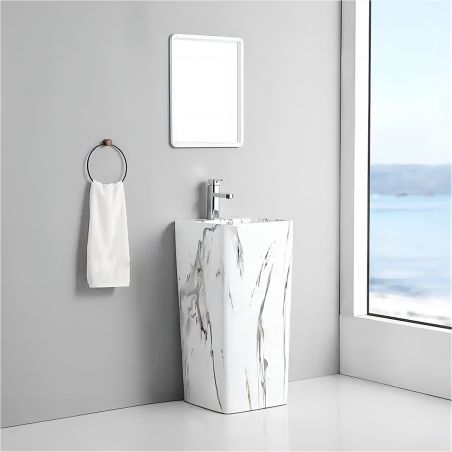 Standwaschbecken Imola Marble, mit Hahnloch, 40x40x85 cm, Bodenmontage, Sanitärkeramik