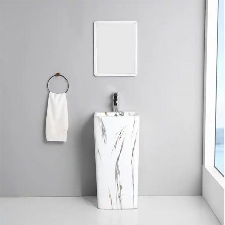 Standwaschbecken Imola Marble, mit Hahnloch, 40x40x85 cm, Bodenmontage, Sanitärkeramik
