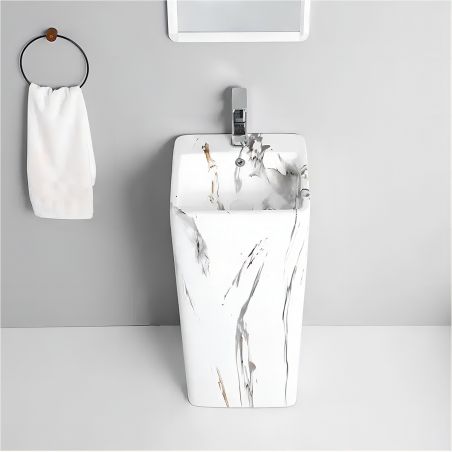 Standwaschbecken Imola Marble, mit Hahnloch, 40x40x85 cm, Bodenmontage, Sanitärkeramik