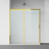Duschkabine, fester Wand und Schiebetür, 6 mm Sicherheitsglas, 70x90 x100-160 cm,  Profil und Griff in Mattgold, Hanes