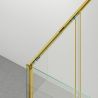 Duschkabine, fester Wand und Schiebetür, 6 mm Sicherheitsglas, 70x90 x100-160 cm,  Profil und Griff in Mattgold, Hanes