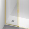 Duschkabine, fester Wand und Schiebetür, 6 mm Sicherheitsglas, 70x90 x100-160 cm,  Profil und Griff in Mattgold, Hanes