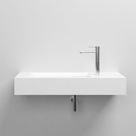 Waschbecken, Mineralwerkstoff, Wandmontage, mit Hahnloch rechts, 85x47 cm, Veloce