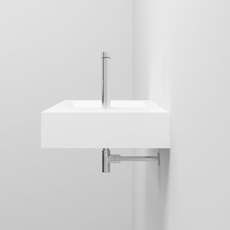 Waschbecken, Mineralwerkstoff, Wandmontage, mit Hahnloch rechts, 85x47 cm, Veloce