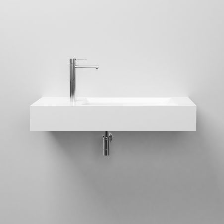 Waschbecken, Mineralwerkstoff, Wandmontage, mit Hahnloch links, 95x47 cm, Veloce