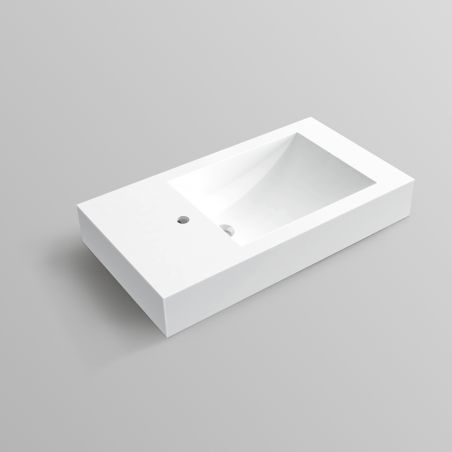 Waschbecken, Mineralwerkstoff, Wandmontage, mit Hahnloch links, 95x47 cm, Veloce