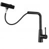 Küchenarmatur, ausziehbare Brause, 3 Sprüharten, 360° schwenkbarer Auslauf, mit Perlator, Edelstahl, Schwarz, Safari