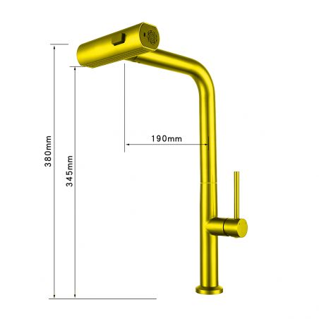 Küchenarmatur, ausziehbare Brause, 3 Sprüharten, 360° schwenkbarer Auslauf, mit Perlator, Edelstahl, Mattgold, Sahara