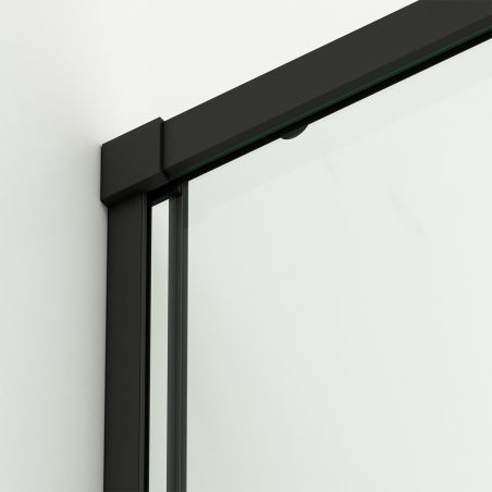 Duschtür, verschiebbar, transparent, 6 mm Sicherheitsglas, Größen zwischen 100–180 cm, mattschwarzes Profil, Hanes Duschtür, verschiebbar, transparent, 6 mm Sicherheitsglas, Größen zwischen 100–180 cm, mattschwarzes Profil, Hanes
