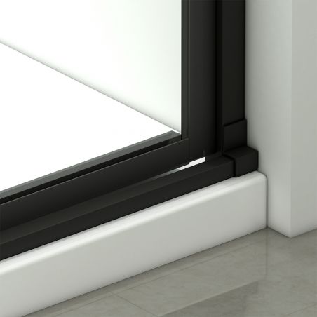 Duschtür, verschiebbar, transparent, 6 mm Sicherheitsglas, Größen zwischen 100–180 cm, mattschwarzes Profil, Hanes Duschtür, verschiebbar, transparent, 6 mm Sicherheitsglas, Größen zwischen 100–180 cm, mattschwarzes Profil, Hanes