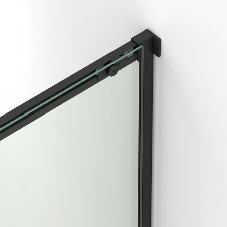 Duschtür, verschiebbar, transparent, 6 mm Sicherheitsglas, Größen zwischen 100–180 cm, mattschwarzes Profil, Hanes Duschtür, verschiebbar, transparent, 6 mm Sicherheitsglas, Größen zwischen 100–180 cm, mattschwarzes Profil, Hanes