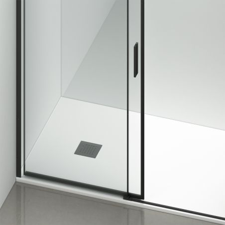 Duschtür, verschiebbar, transparent, 6 mm Sicherheitsglas, Größen zwischen 100–180 cm, mattschwarzes Profil, Hanes Duschtür, verschiebbar, transparent, 6 mm Sicherheitsglas, Größen zwischen 100–180 cm, mattschwarzes Profil, Hanes