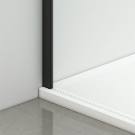 Duschtür, verschiebbar, transparent, 6 mm Sicherheitsglas, Größen zwischen 100–180 cm, mattschwarzes Profil, Hanes Duschtür, verschiebbar, transparent, 6 mm Sicherheitsglas, Größen zwischen 100–180 cm, mattschwarzes Profil, Hanes