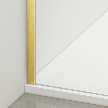 Duschtür, verschiebbar, transparent, 6 mm Sicherheitsglas, Größen zwischen 100–180 cm, mattgoldenes Profil, Hanes