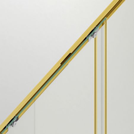 Duschtür, verschiebbar, transparent, 6 mm Sicherheitsglas, Größen zwischen 100–180 cm, mattgoldenes Profil, Hanes