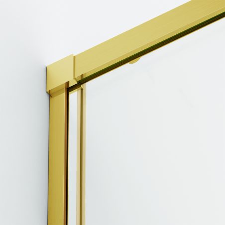 Duschtür, verschiebbar, transparent, 6 mm Sicherheitsglas, Größen zwischen 100–180 cm, mattgoldenes Profil, Hanes