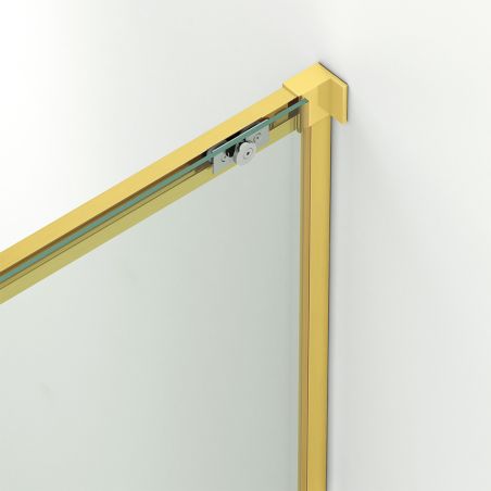 Duschtür, verschiebbar, transparent, 6 mm Sicherheitsglas, Größen zwischen 100–180 cm, mattgoldenes Profil, Hanes