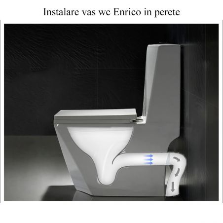 Enrico WC-Becken, Randlos, SiphonFlush, Mattschwarz, Power Colour, 68x38 cm Inklusive Tank, Bodenmontage, Soft-Close Abdeckung