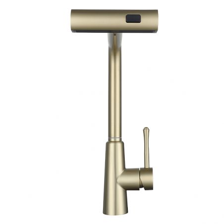 Küchenarmatur, ausziehbare Brause, 3 Strahlarten, 360° drehbarer Wasserhahn, Luftsprudler, Edelstahl, Mattgold, Safari Küchenarmatur, ausziehbare Brause, 3 Strahlarten, 360° drehbarer Wasserhahn, Luftsprudler, Edelstahl, Mattgold, Safari