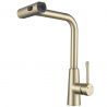 Küchenarmatur, ausziehbare Brause, 3 Sprüharten, 360° schwenkbarer Auslauf, mit Perlator, Edelstahl, Mattgold, Safari
