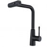Küchenarmatur, ausziehbare Brause, 3 Sprüharten, 360° schwenkbarer Auslauf, mit Perlator, Edelstahl, Schwarz, Safari