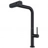 Küchenarmatur, ausziehbare Brause, 3 Sprüharten, 360° schwenkbarer Auslauf, mit Perlator, Edelstahl, Schwarz, Sahara