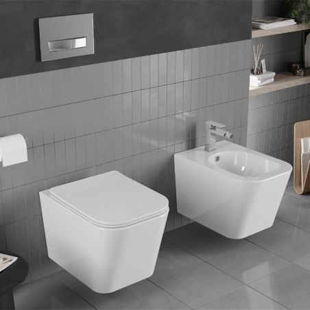 Bidet Alfonso, Wandmontage, 50x34 cm, glänzend Weiß, Sanitärkeramik