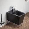 Bidet Alfonso, Mattschwarz, Power Colour, 52x35cm, Wandmontage, mit Überlauf
