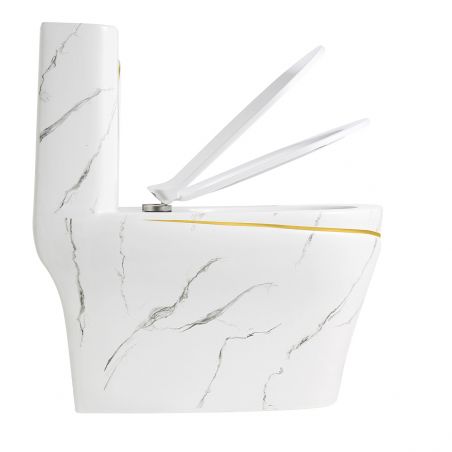 WC Lazio Marble, Rimless, 69x39 cm, integrierter Spülkasten, Weiß, Bodenmontage, Soft-Close Deckel, Royalty Line von Ego