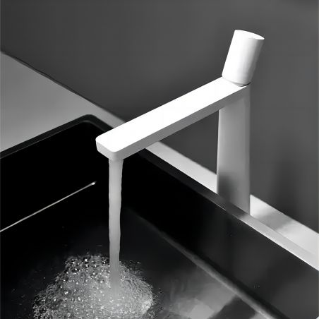 Waschbeckenarmatur Pilar, Mattweiß, Höhe 31,5 cm, Aufsatzmontage