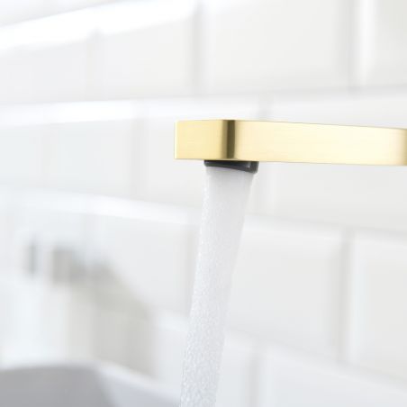 Waschbeckenarmatur Pilar, Mattgold, Höhe 31,5 cm, Aufsatzmontage