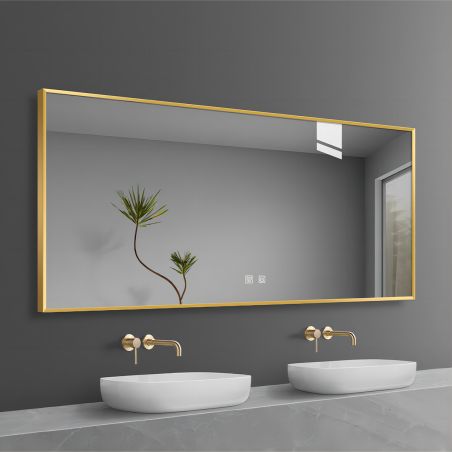 LED-Spiegel, goldener Rahmen, Anti-Beschlag, Touch-Taste, 3 Lichtfarben, Einstellbare Helligkeit, 60-70x80-90-120 cm, Feliz