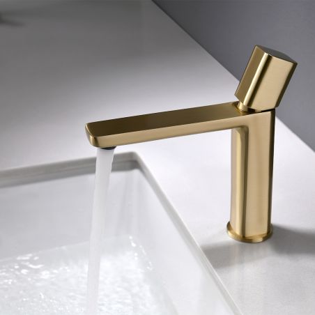 Waschbeckenarmatur Alano, Mattgold, Höhe 19,6 cm, Waschbeckenmontage