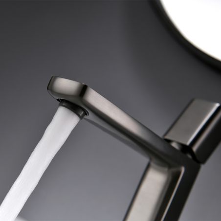 Waschbeckenarmatur Alano, Waschbeckenmontage, Mattschwarz, mit Neoperl-Perlator, außergewöhnliches Design