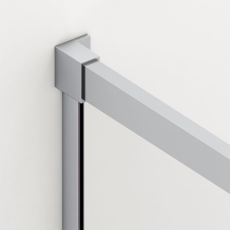 Duschkabine, fester Wand und Schiebetür, 6 mm Sicherheitsglas, 70-90 x 100-160 cm, Profil und Griff in Chrom, Hanes