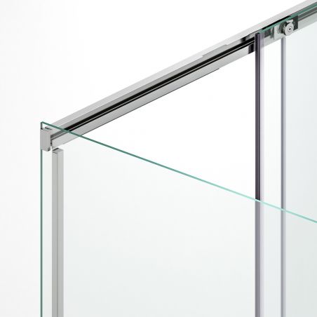 Duschkabine, fester Wand und Schiebetür, 6 mm Sicherheitsglas, 70-90 x 100-160 cm, Profil und Griff in Chrom, Hanes