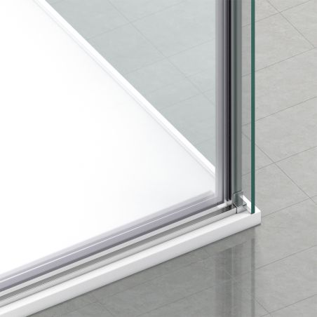 Duschkabine, fester Wand und Schiebetür, 6 mm Sicherheitsglas, 70-90 x 100-160 cm, Profil und Griff in Chrom, Hanes