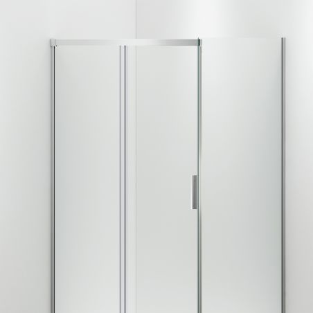 Duschkabine, fester Wand und Schiebetür, 6 mm Sicherheitsglas, 70-90 x 100-160 cm, Profil und Griff in Chrom, Hanes