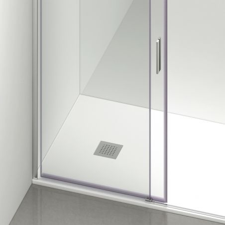 Duschkabine, fester Wand und Schiebetür, 6 mm Sicherheitsglas, 70-90 x 100-160 cm, Profil und Griff in Chrom, Hanes