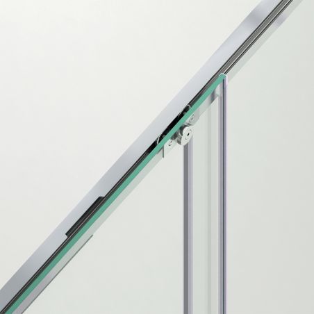Duschkabine, fester Wand und Schiebetür, 6 mm Sicherheitsglas, 70-90 x 100-160 cm, Profil und Griff in Chrom, Hanes