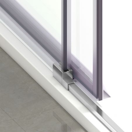 Duschkabine, fester Wand und Schiebetür, 6 mm Sicherheitsglas, 70-90 x 100-160 cm, Profil und Griff in Chrom, Hanes
