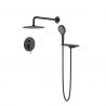 Duschsystem, 2 Funktionen, Objekthalter, Einbaumontage, Mattschwarz, Apolo