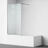 Duschwand für die Badewanne, feststehend, transparent, Chromprofile, Sicherheitsglas 8 mm, 80-90x150 cm, Nora