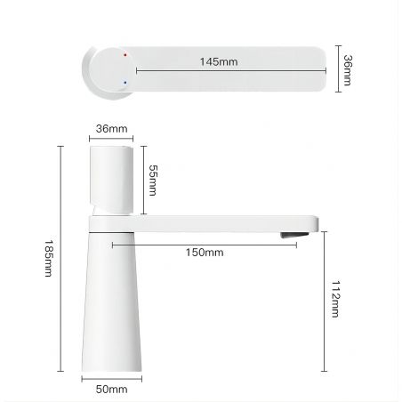 Waschbeckenarmatur Pilar, Mattweiß, Höhe 18,5 cm, Waschbeckenmontage