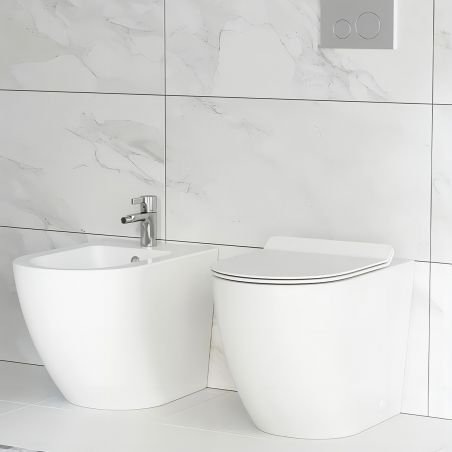 Bidet EGO Galo, Weiß, 55x36 cm, Bodenmontage, mit Überlauf