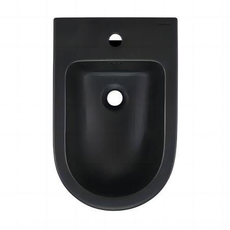 Bidet Galo, Mattschwarz, Power Colour, 56x36 cm, Bodenmontage, mit Überlauf