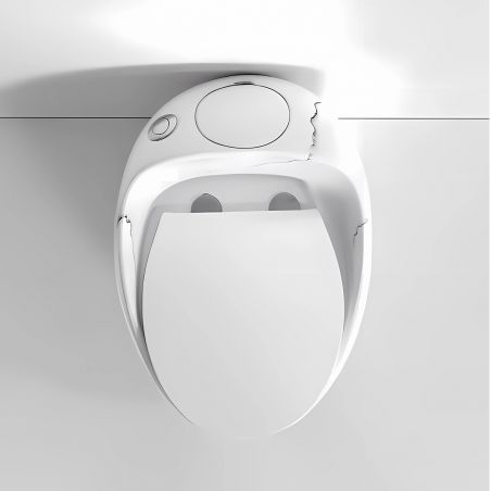 WC-Becken Santa Rimless, integrierter Spülkasten, glänzendes Weiß, Marble-Finish, Bodenmontage, Soft-Close, Royalty Line von Ego