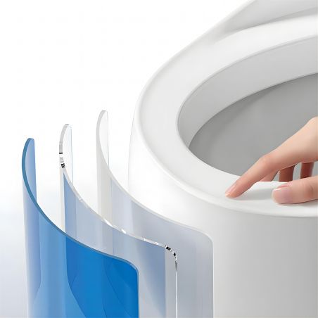 WC-Becken Santa Rimless, integrierter Spülkasten, glänzendes Weiß, Marble-Finish, Bodenmontage, Soft-Close, Royalty Line von Ego
