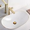 Waschbecken Luigi Gold Line, Glänzend Weiß, ohne Armaturenloch, Aufsatzmontage, Sanitärkeramik, 61x36 cm